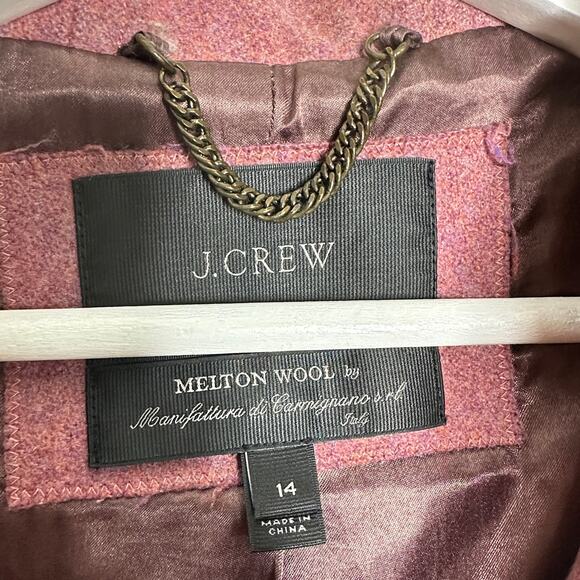 J.Crew City Coat in Dusty Rose Wool Blend Hooded Long Winter Jacket - Picture 4 of 6